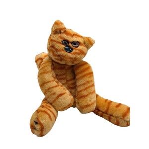 Harper Collins Mr Cat Plush Orange Striped Tabby Button Eyes Stuffed Animal 10”